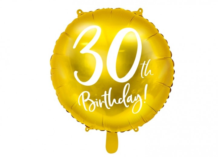 Złoty balon foliowy 30th Birthday 45cm na urodziny