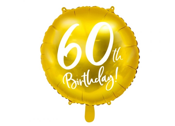 Złoty balon foliowy 60th Birthday 45cm na urodziny
