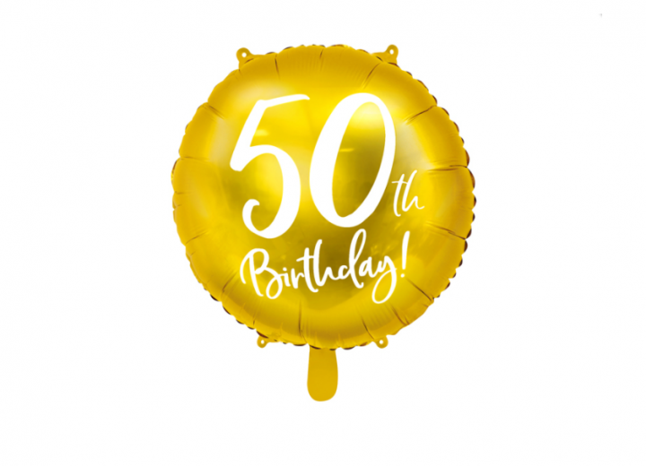 Złoty balon foliowy 50th Birthday 45cm na urodziny