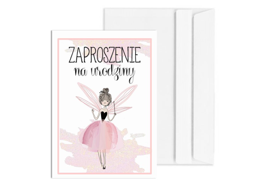 Zaproszenie na urodziny WRÓŻKA 10 sztuk koperty
