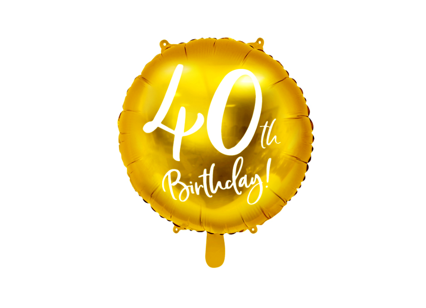 Złoty balon foliowy 40th Birthday 45cm na urodziny