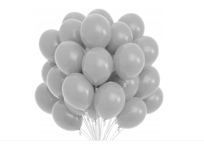 Balony szare 26 cm 10 sztuk na chrzest urodziny wesele